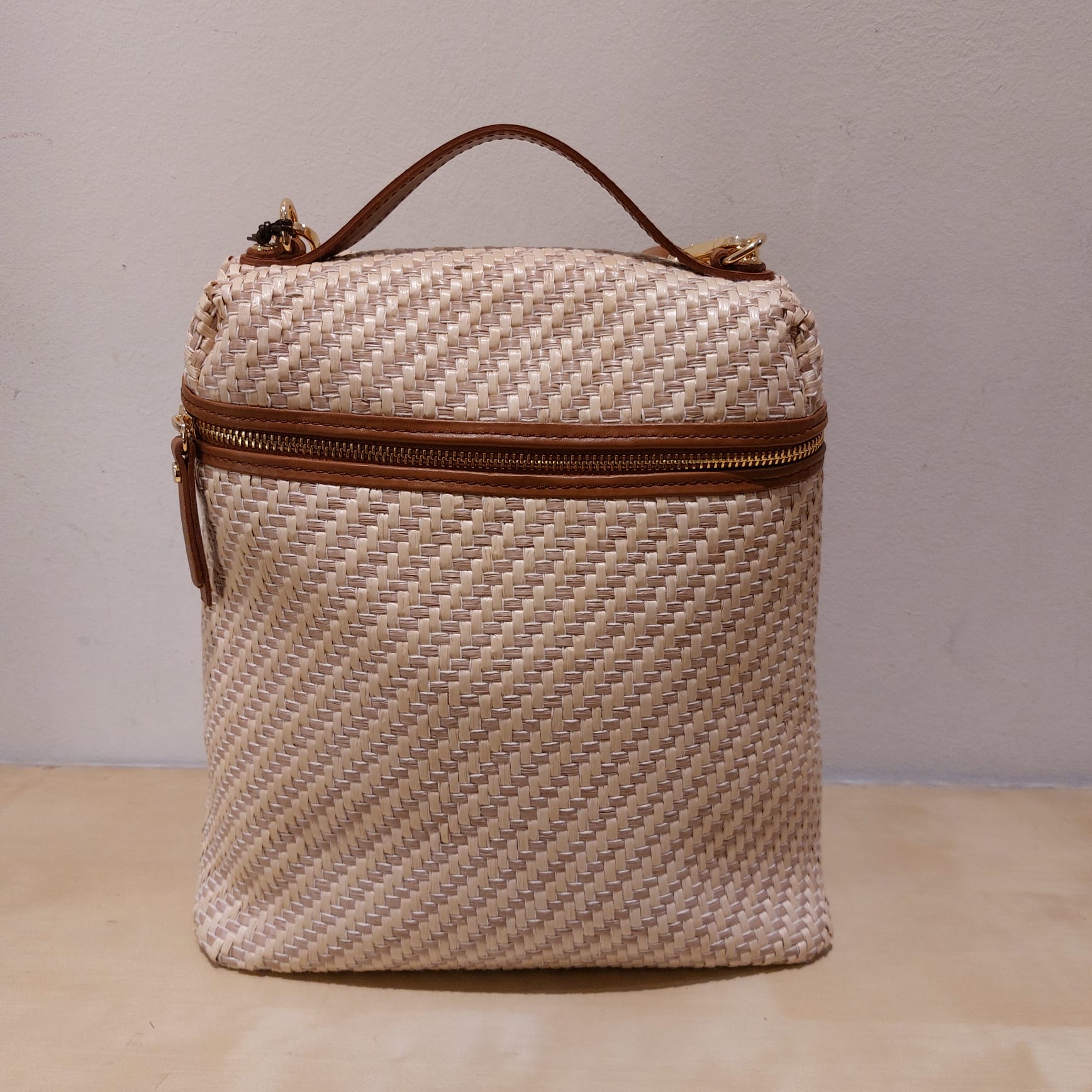 BRUNO ROSSI Zaino in rafia intrecciata